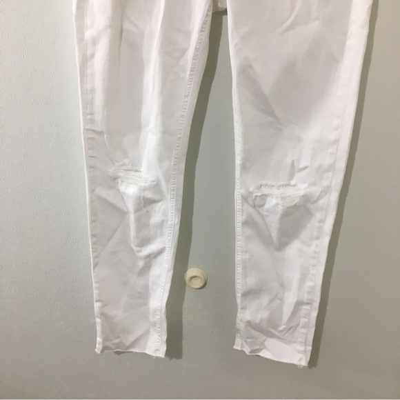 Rag and Bone White Dre Distressed Low Rise Ankle Slim Boyfriend Raw Hem size 25 - Picture 5 of 8